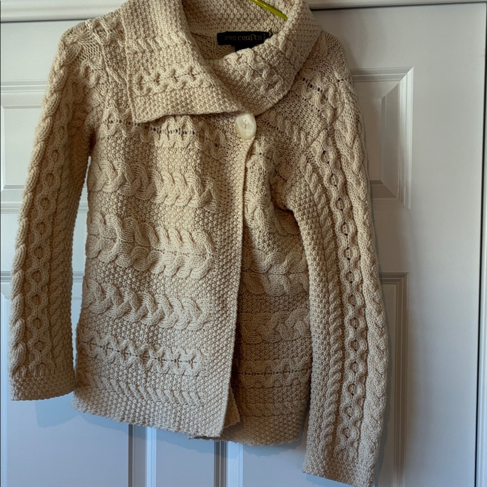 Cream Textured Cowl Neck Sweater